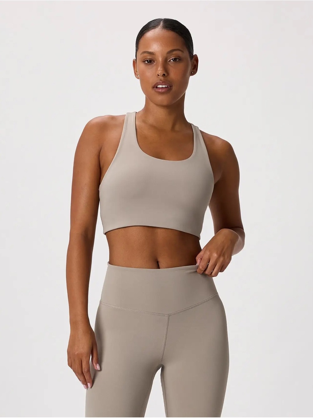 QUINCE Ultra-Form Scoop Neck Longline Bra Medium Morel Grey 8402